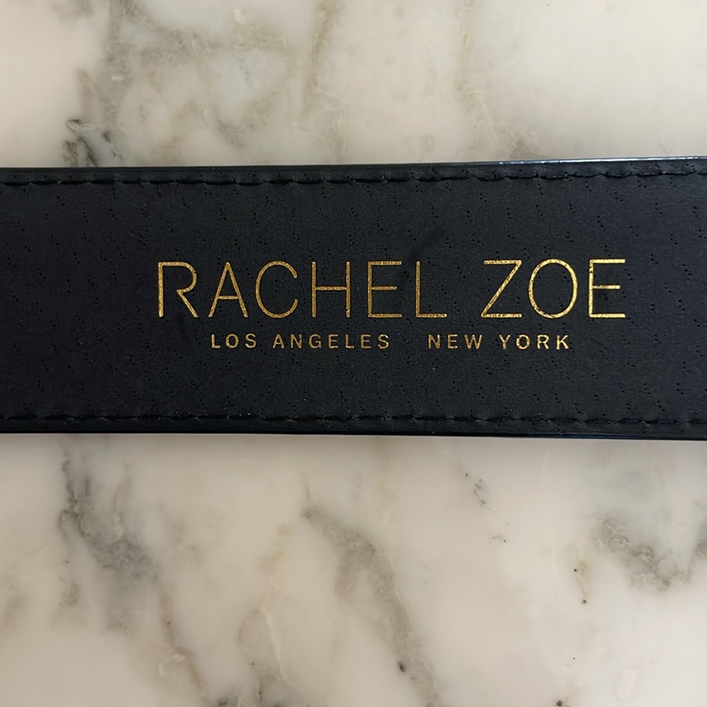 NEW Rachel Zoe Leather Black Gold Silver Metal Belt. Size S-M - Picture 3 of 6
